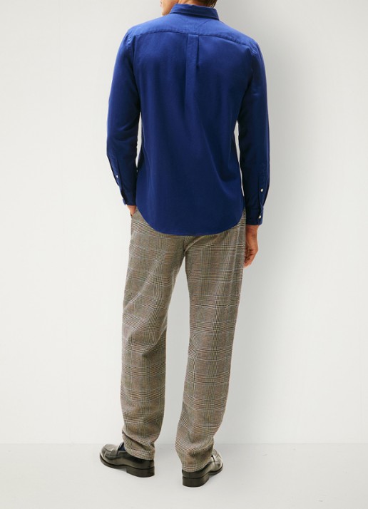 Tommy Hilfiger Regular fit overhemd van flanel - achterkant 5 donkerblauw
