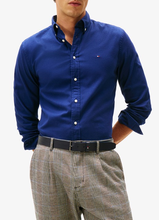 Tommy Hilfiger Regular fit overhemd van flanel - detail 3 donkerblauw