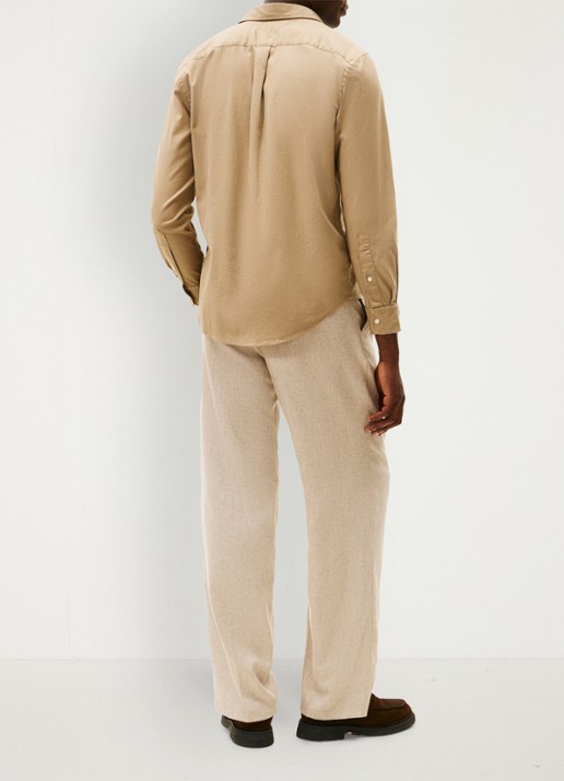 Tommy Hilfiger Regular fit overhemd van flanel - achterkant 3 beige