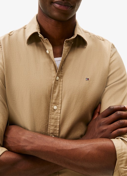 Tommy Hilfiger Regular fit overhemd van flanel - detail 2 beige