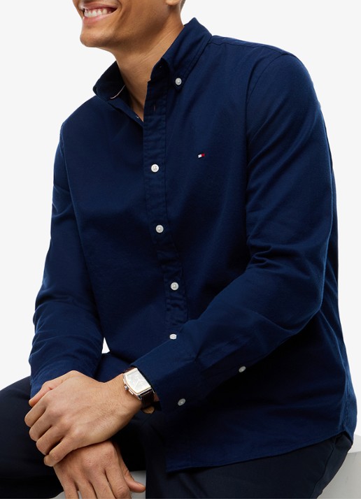 Tommy Hilfiger Regular fit overhemd van flanel - detail 4 carbon navy-dcc / blauw