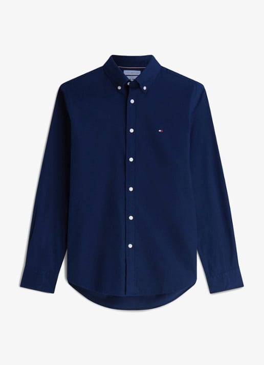 Tommy Hilfiger Regular fit overhemd van flanel - voorkant carbon navy-dcc / blauw