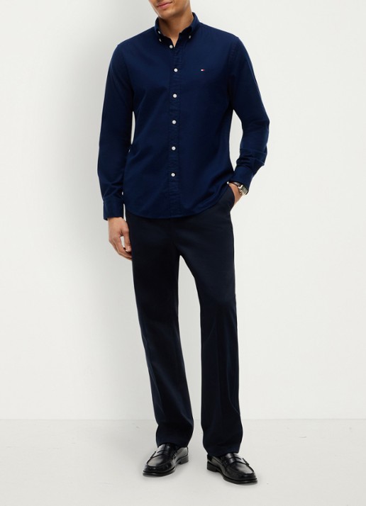 Tommy Hilfiger Regular fit overhemd van flanel - voorkant 2 carbon navy-dcc / blauw