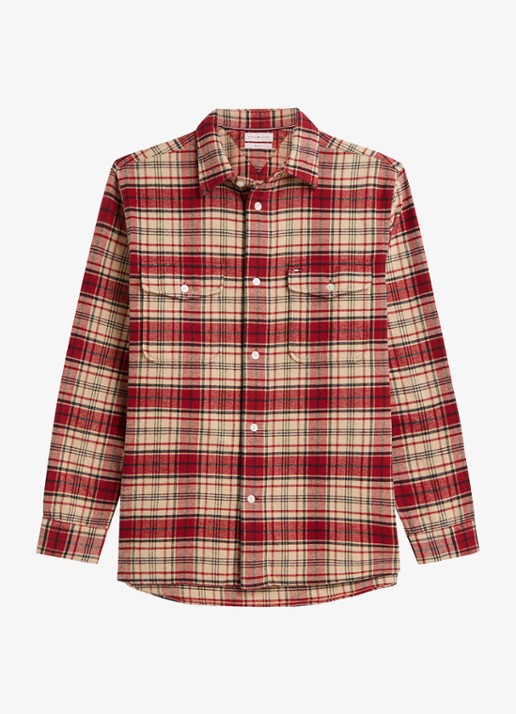 Tommy Hilfiger Regular fit overhemd van katoen met ruitdessin  - voorkant 2 rood