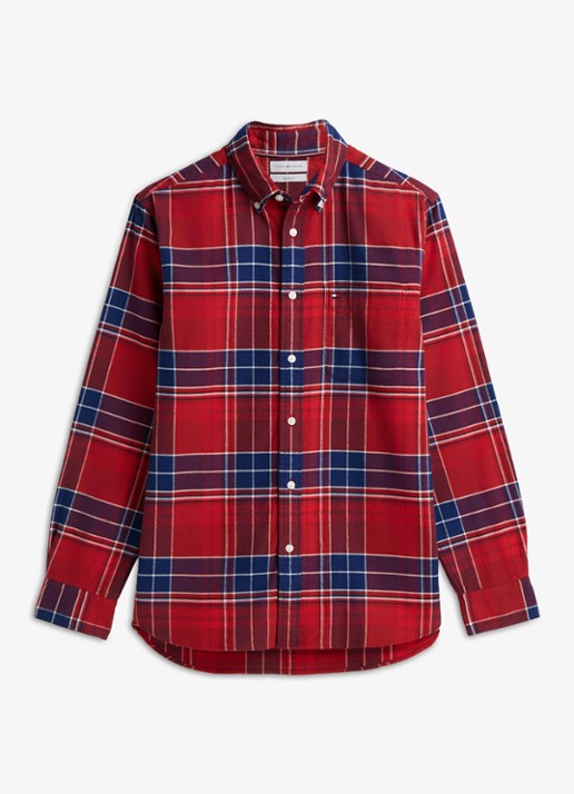 Tommy Hilfiger Regular fit overhemd van katoen met ruitdessin  - voorkant 5 rood