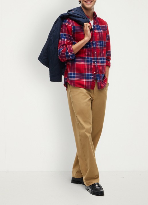 Tommy Hilfiger Regular fit overhemd van katoen met ruitdessin  - voorkant 6 rood