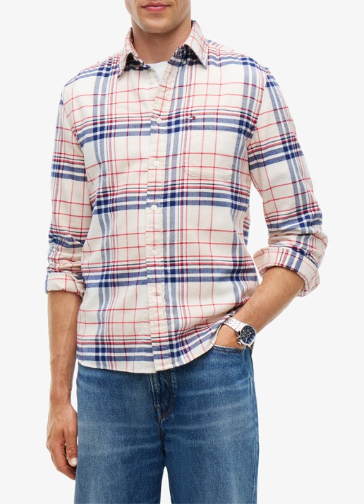 Tommy Hilfiger Regular fit overhemd van katoen met ruitdessin  - detail ivoor