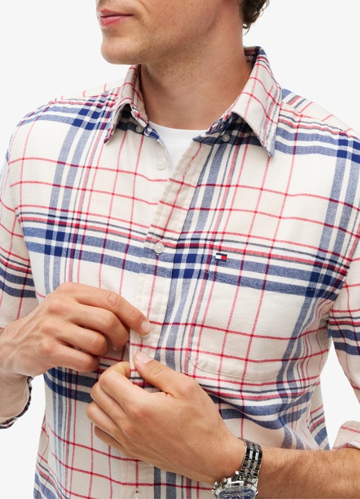 Tommy Hilfiger Regular fit overhemd van katoen met ruitdessin  - detail 2 ivoor