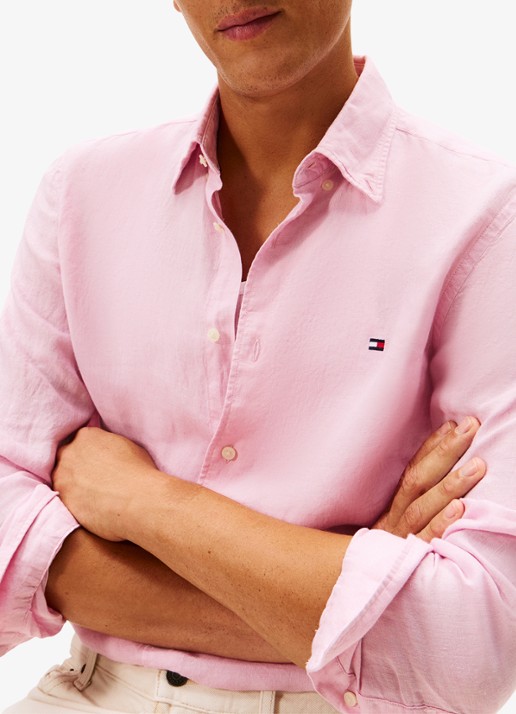 Tommy Hilfiger Regular fit overhemd van linnen - detail 6 roze