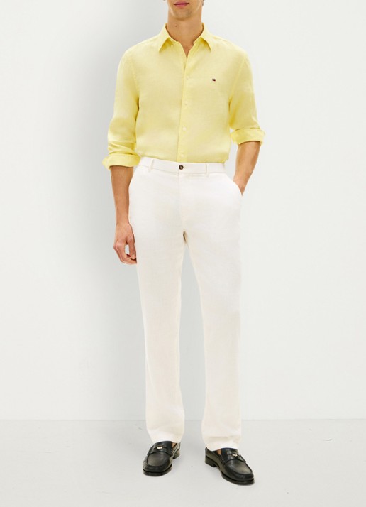 Tommy Hilfiger Regular fit overhemd van linnen - voorkant 3 geel