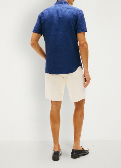 Tommy Hilfiger Regular fit overhemd van linnen - achterkant 3 donkerblauw