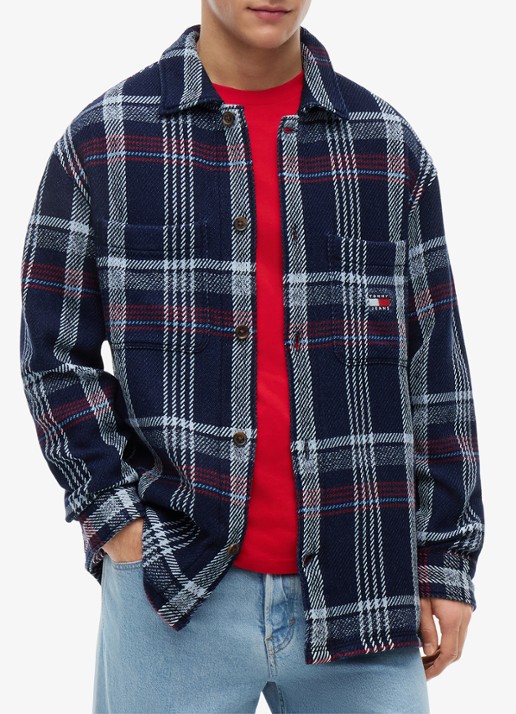 Tommy Hilfiger Regular fit overshirt met geruit dessin - detail donkerblauw