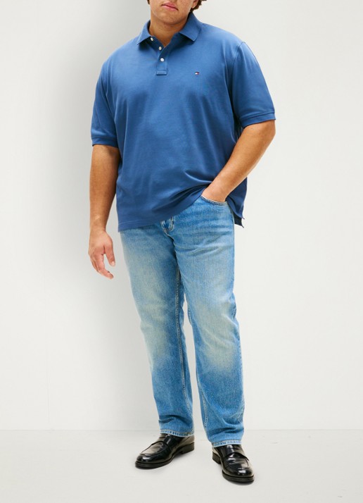 Tommy Hilfiger Regular fit polo in katoenblend - voorkant 2 zeegroen