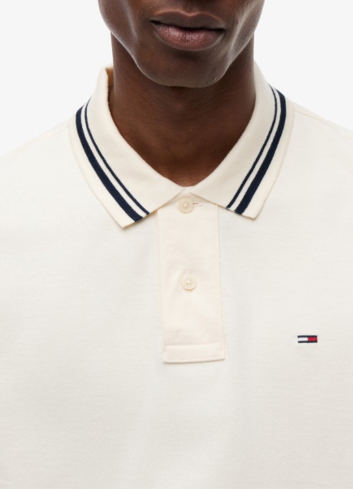 Tommy Hilfiger Regular fit polo met gestreept detail - detail 3 creme