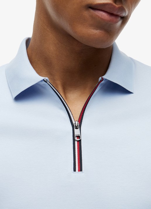 Tommy Hilfiger Regular fit polo met halve rits - detail 5 lichtblauw