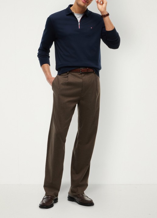Tommy Hilfiger Regular fit polo met halve rits - voorkant 3 donkerblauw