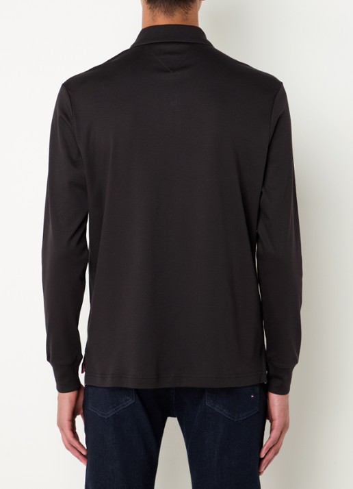 Tommy Hilfiger Regular fit polo met logo - achterkant 4 zwart