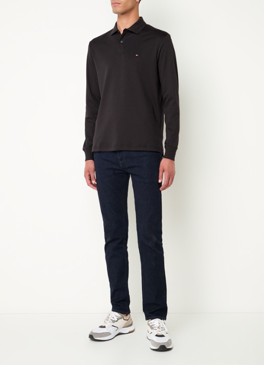 Tommy Hilfiger Regular fit polo met logo - voorkant 3 zwart