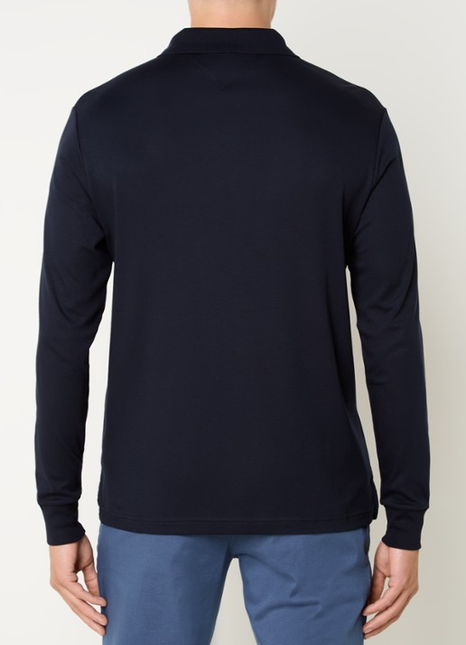 Tommy Hilfiger Regular fit polo met logo - achterkant 4 donkerblauw