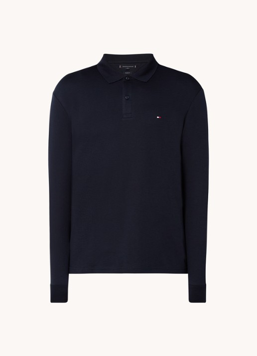 Tommy Hilfiger Regular fit polo met logo - voorkant 2 donkerblauw