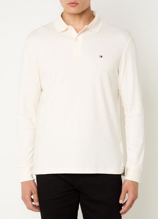 Tommy Hilfiger Regular fit polo met logo - detail gebroken wit