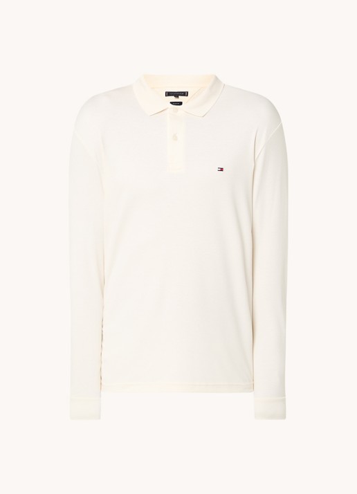 Tommy Hilfiger Regular fit polo met logo - voorkant 3 gebroken wit