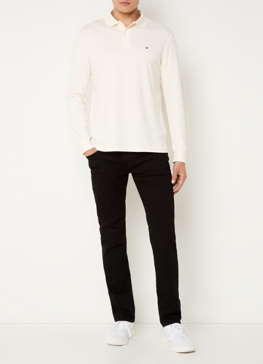 Tommy Hilfiger Regular fit polo met logo - voorkant 4 gebroken wit
