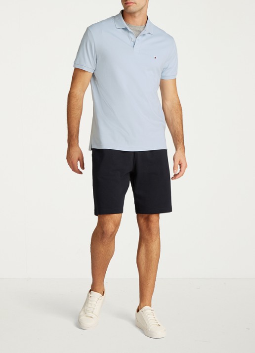 Tommy Hilfiger Regular fit polo met logo - voorkant 6 staalblauw