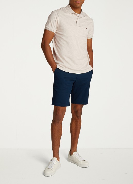 Tommy Hilfiger Regular fit polo met logo - voorkant 2 heathered oatmilk-hgf / beige