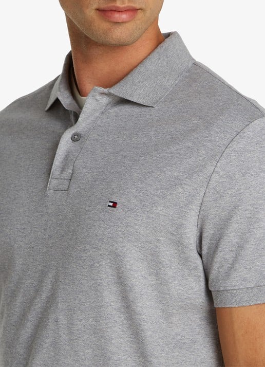 Tommy Hilfiger Regular fit polo met logo - detail 4 medium grey heather-p91 / grijs