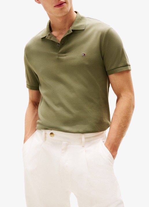 Tommy Hilfiger Regular fit polo met logo - detail 3 battle green-pli / groen