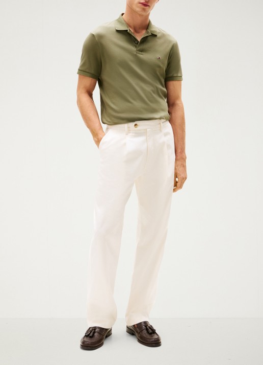 Tommy Hilfiger Regular fit polo met logo - voorkant 2 battle green-pli / groen