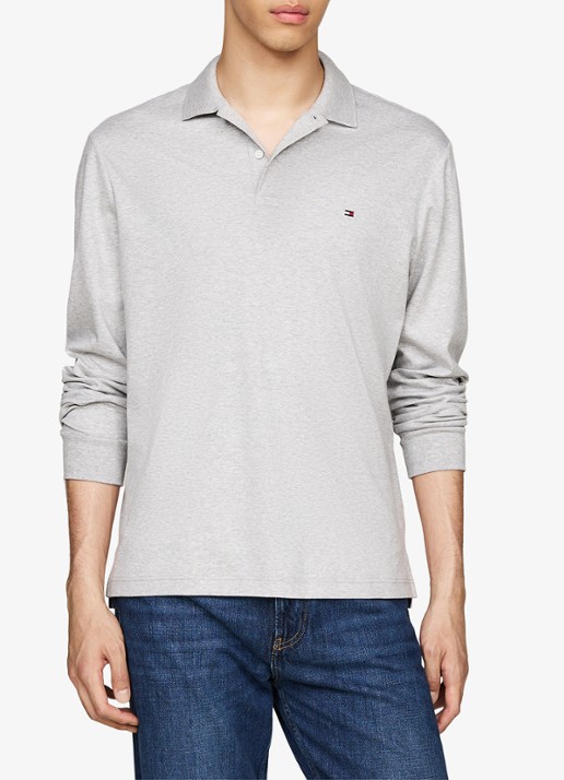 Tommy Hilfiger Regular fit polo met logo - detail grijsmele