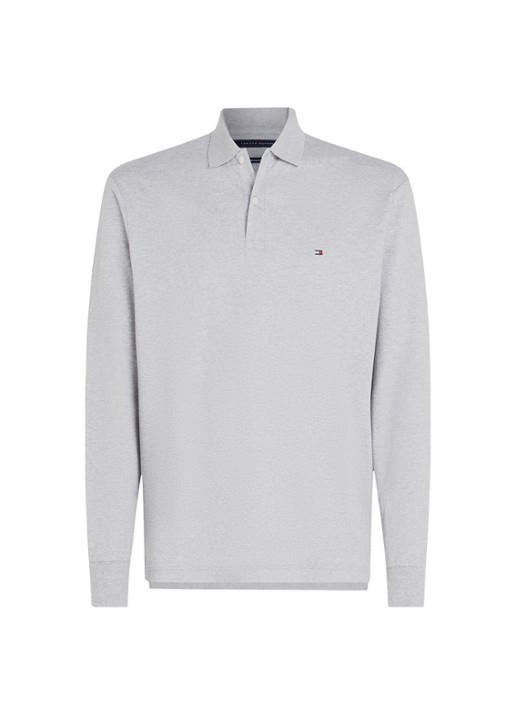 Tommy Hilfiger Regular fit polo met logo - voorkant 5 grijsmele