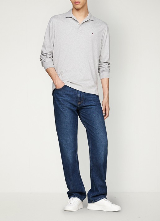 Tommy Hilfiger Regular fit polo met logo - voorkant 6 grijsmele