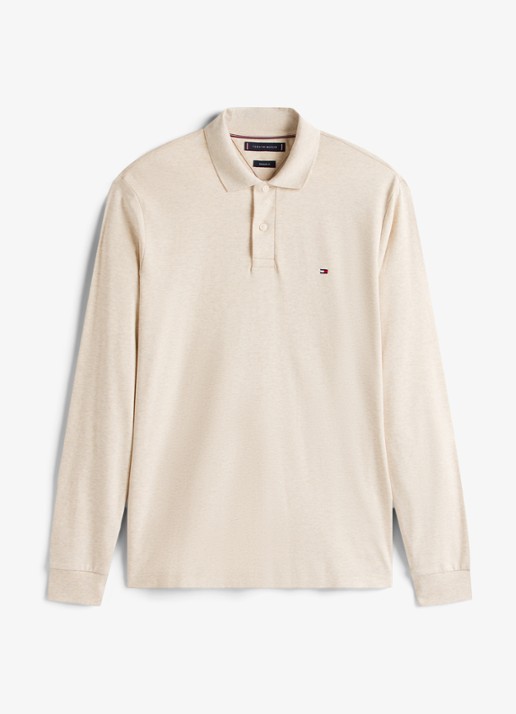 Tommy Hilfiger Regular fit polo met logo - voorkant beige