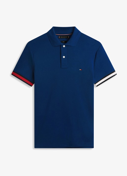 Tommy Hilfiger Regular fit polo met logo - voorkant 4 donkerblauw