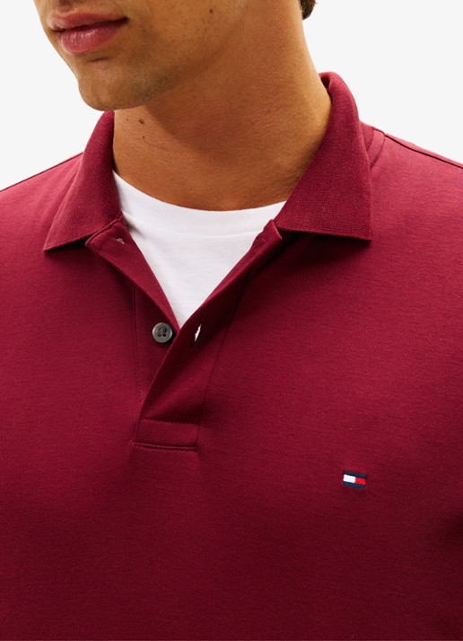 Tommy Hilfiger Regular fit polo met logo - detail 2 burgundy-vlp