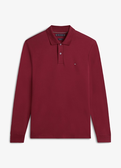 Tommy Hilfiger Regular fit polo met logo - voorkant 4 burgundy-vlp