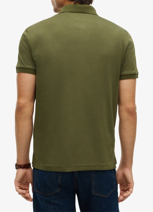 Tommy Hilfiger Regular fit polo met logo - achterkant 3 huntsman green-mt1 / groen