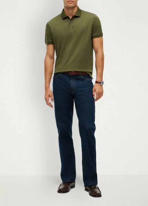 Tommy Hilfiger Regular fit polo met logo - voorkant 5 huntsman green-mt1 / groen