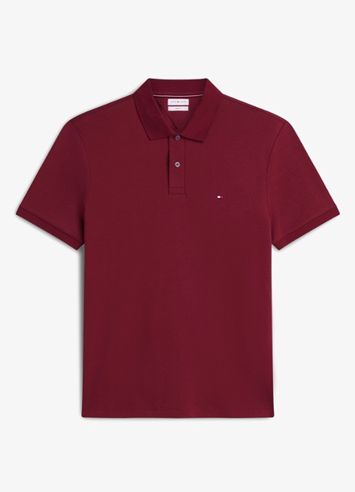 Tommy Hilfiger Regular fit polo met logo - voorkant 4 burgundy-vlp / rood