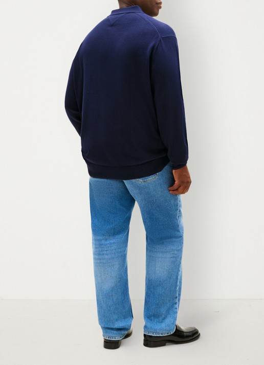Tommy Hilfiger Regular fit polo met logo - achterkant 5 donkerblauw