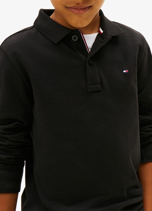 Tommy Hilfiger Regular fit polo met logo - detail 2 zwart