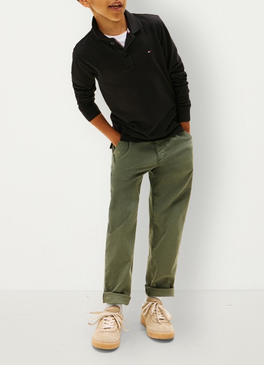 Tommy Hilfiger Regular fit polo met logo - voorkant 4 zwart