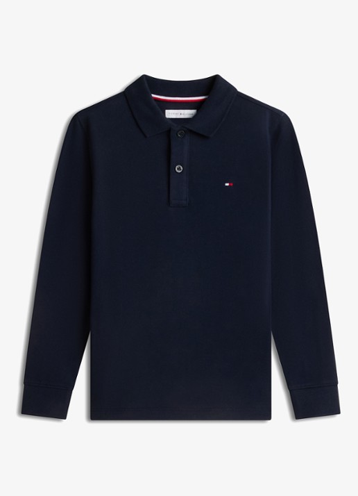 Tommy Hilfiger Regular fit polo met logo - voorkant dark night navy-c1g