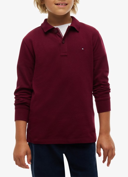 Tommy Hilfiger Regular fit polo met logo - detail bordeauxrood
