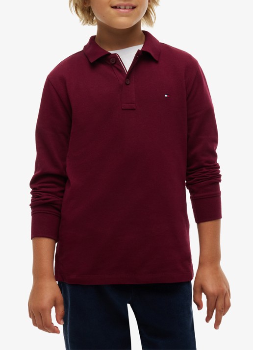 Tommy Hilfiger Regular fit polo met logo - detail burgundy-vlp
