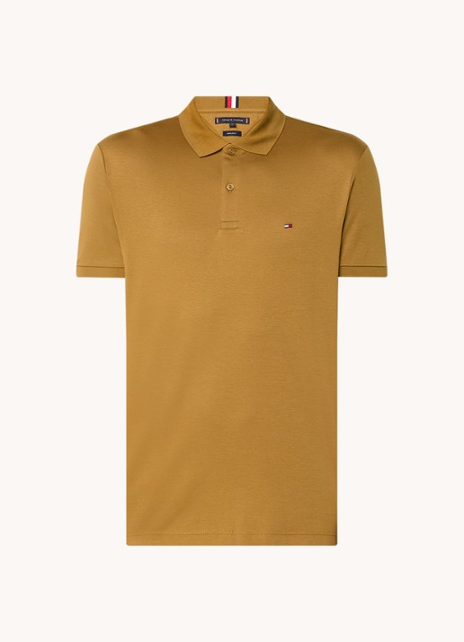 Tommy Hilfiger Regular fit polo met logoborduring - voorkant okergeel