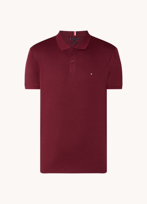 Tommy Hilfiger Regular fit polo met logoborduring - voorkant 3 bordeauxrood